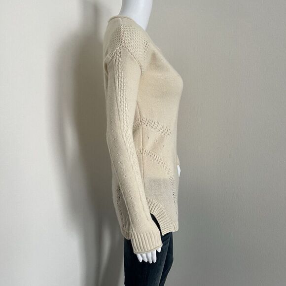 Quinn Women's Sweater Size XS 100% Cashmere Ivory Long Sleeve - Picture 5 of 6